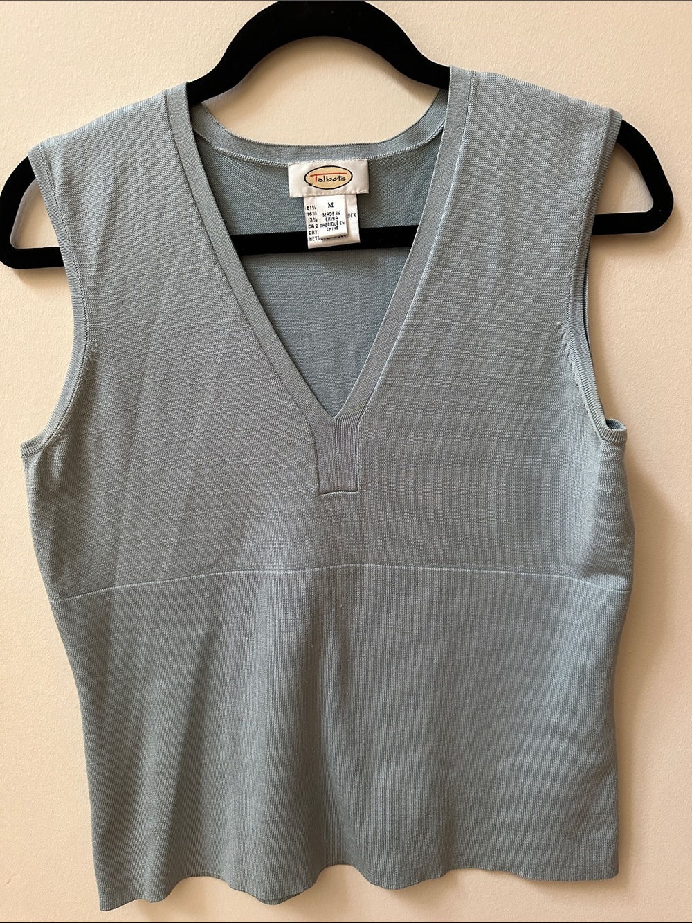 Talbots Silk blend Light Blue Sleeveless V-Neck Knit Tank